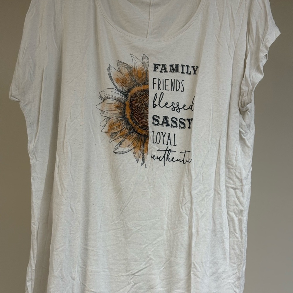 Maurices White Tee with Sunflower Graphic and Text
